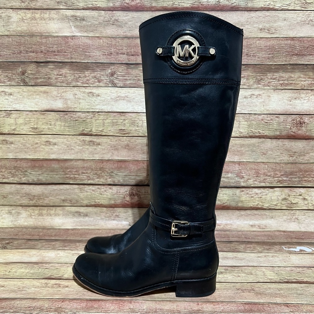 Micheal Kors Black Leather Tall Riding Boots